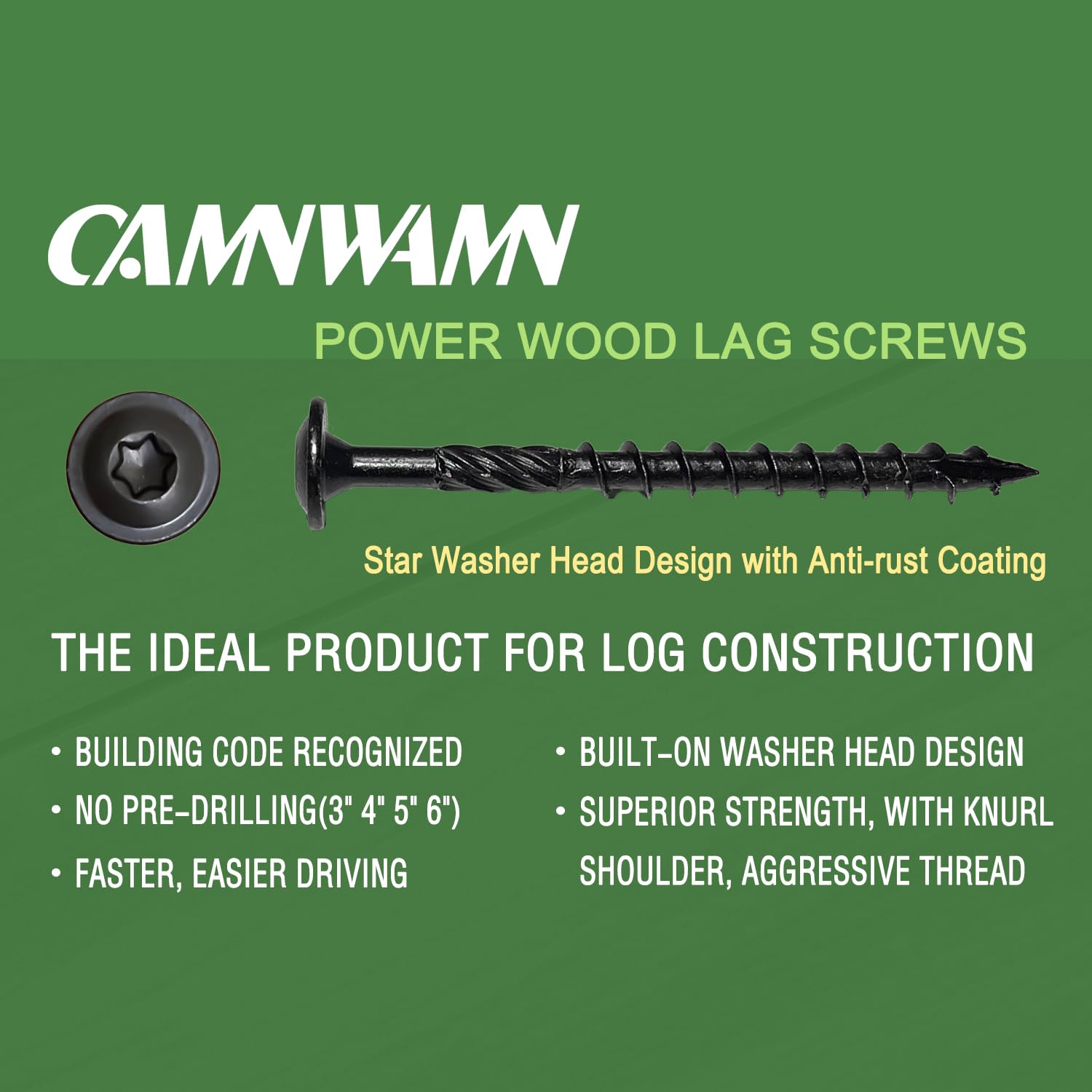Black Lag Screws - Pack of 50 #14 x 4 -6