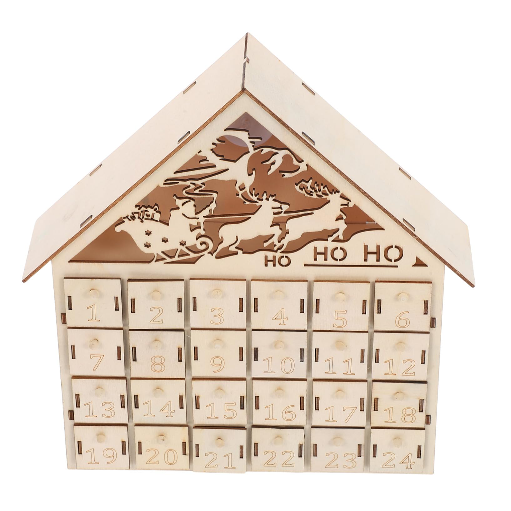 Artibetter 24cassetto Calendario di Natale in Legno Countdown Illuminato LED Decorazione Festiva Rustica per Tavolo e Tradizioni Familiari