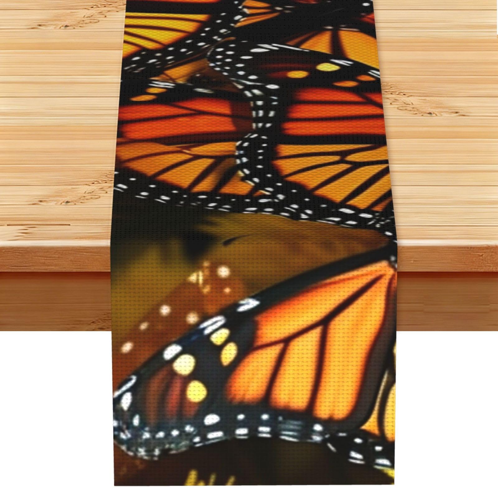 Monarch Butterflies Table Runner 13 x 72 Inches Long, Cotton Linen Table Runners for Kitchen Dining Table Decoration - Washable Tablecloth Modern Tablerunner for Home Party Decor