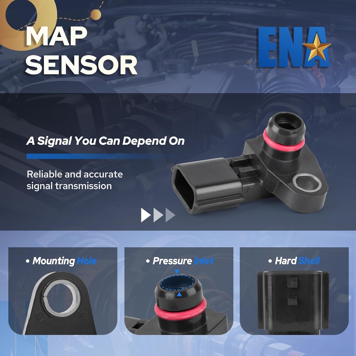 ENA Manifold Absolute Pressure Sensor Compatible with 2008 2009 2010 2011 2012 2013 2014 2015 2016 2017 2018 2019 Infiniti Nissan G37 QX80 QX56 FX50 QX70 QX50 Q70 Replacement for AS458 22365EY00A