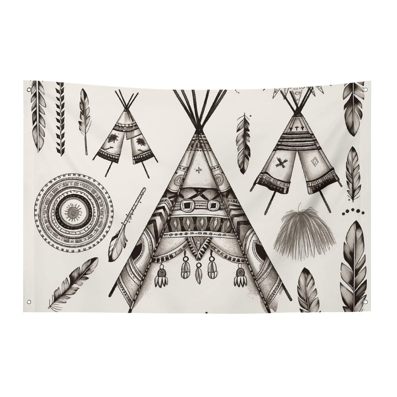 Bandeau de tente tipi anti-déchirure et bannières durables de 119x177 cm