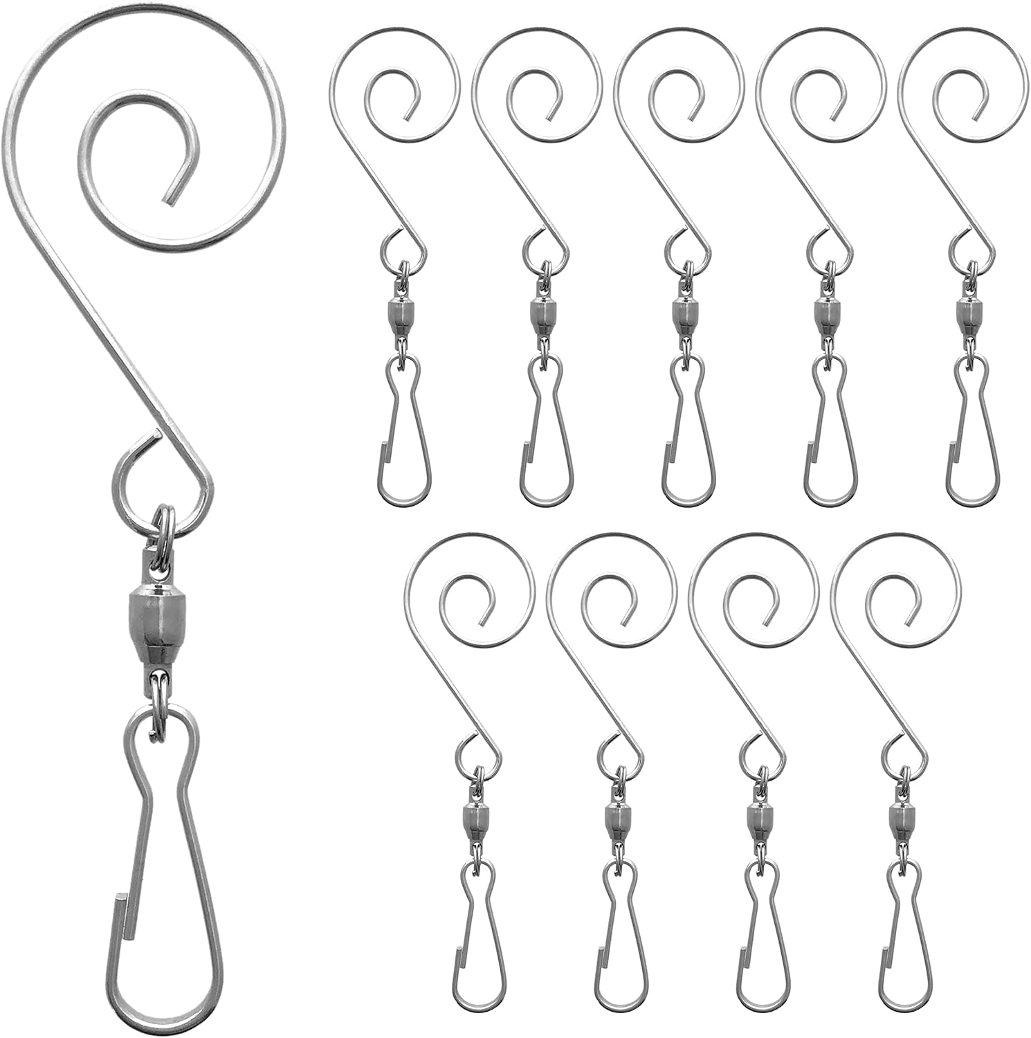 Swivel Crafting Ornament Hooks with Clips - Set of 30 Decorative Scroll Hangers - Hanging Wind Spinners - Each is 3.25" L - Seasonal Decorations