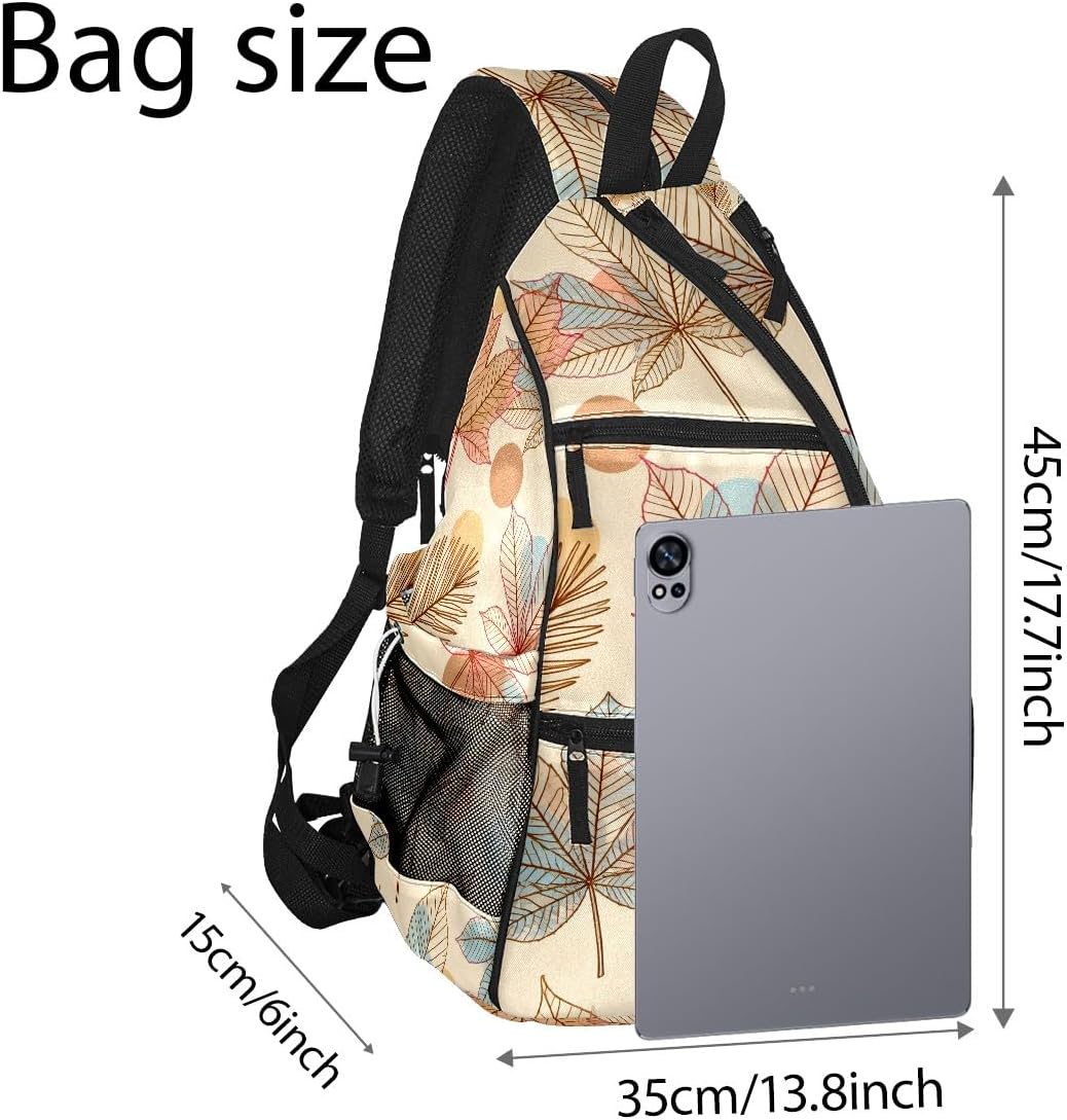 Pickleball Bag Fall Maple Leaves Pickle Ball Backpack for Women Men Premium Lightweight Crossbody Sling Bag Sports Backpack for Pickleball Paddle Tennis