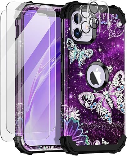 Rancase Funda para iPhone 11, tres capas de alta resistencia a prueba de golpes, protección de plástico duro + funda protectora de goma de silicona