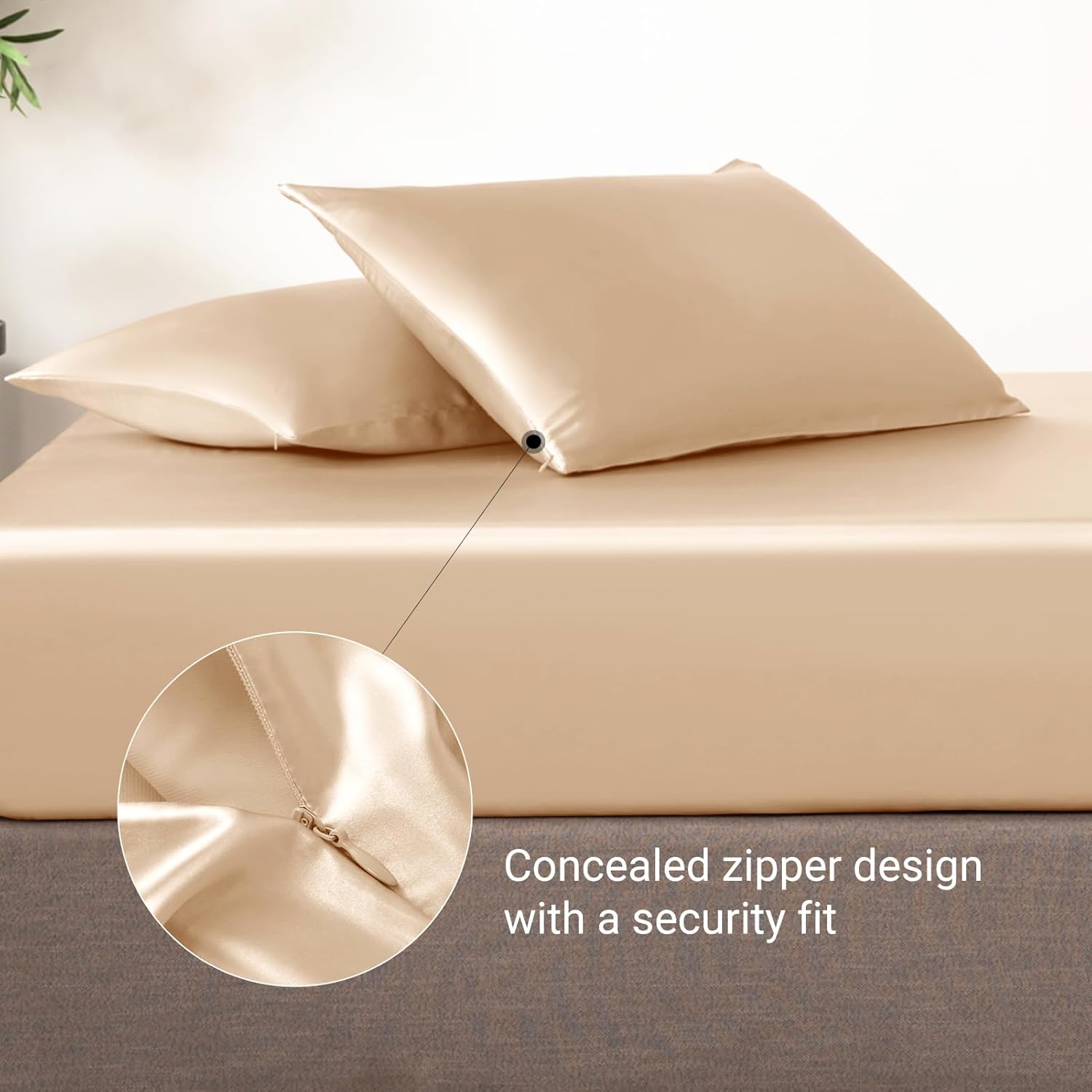 THXSILK 100% Silk Pillowcase for Hair and Skin, Soft Smooth Cooling Pillow Cover with Hidden Zipper, Both Sides Pure Silk, Gift for Women Men 1 pc(King, Champagne)