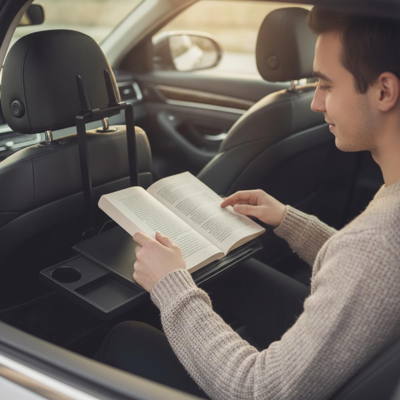 Banja Via Coche Ajustable | Multifuncional, Mesa para Coche con Soporte Teléfono, Compacta, Viajes por Carretera, Niños
