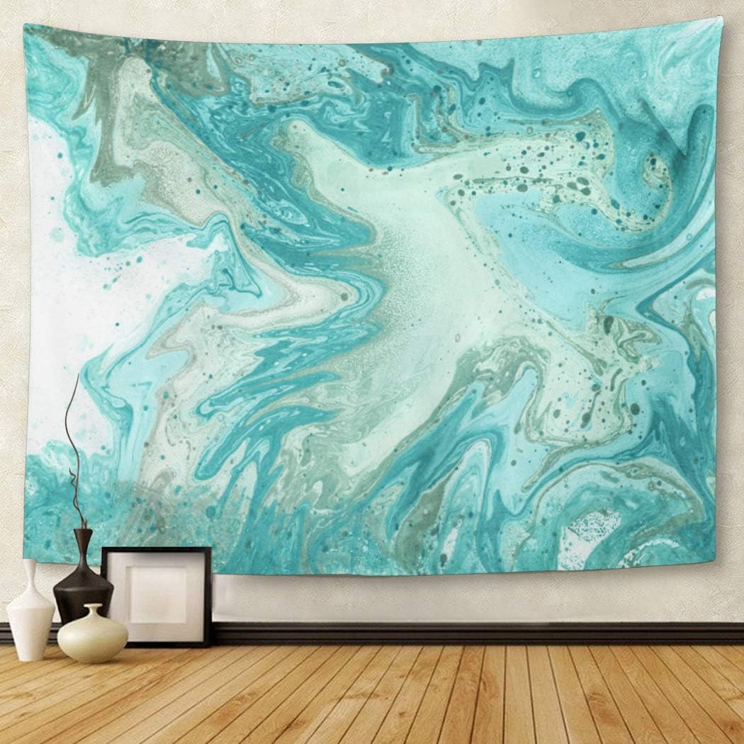 Amazon Co Jp Varyhomeタペストリー水彩水ターコイズ大理石液体paints現代抽象トレンディfor Webサイトブルーアクリルホーム装飾壁hangingのリビングルームベッドルーム寮 50 X 60 ホーム キッチン