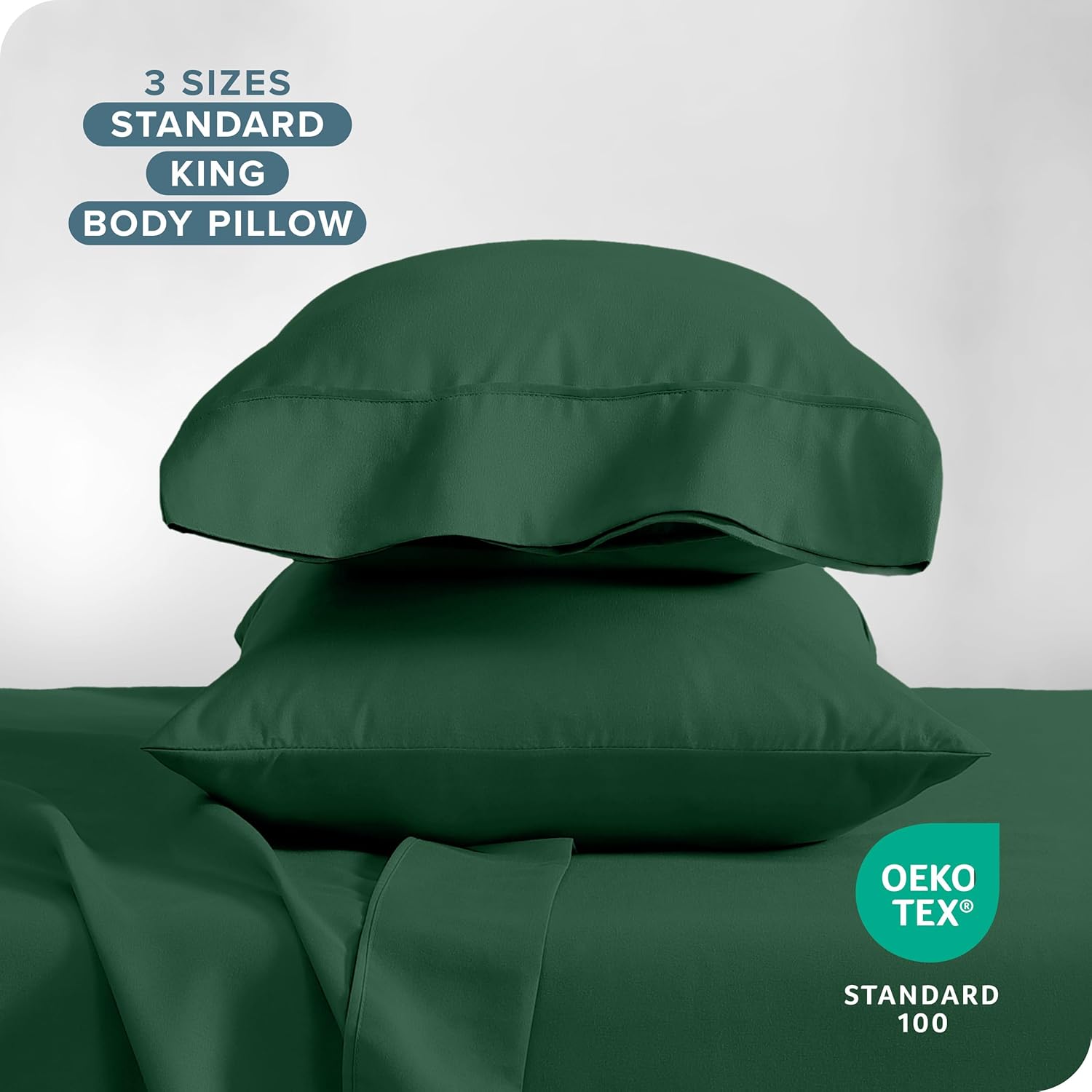 Forest Green Hypoallergenic Microfiber Standard Pillowcase Set