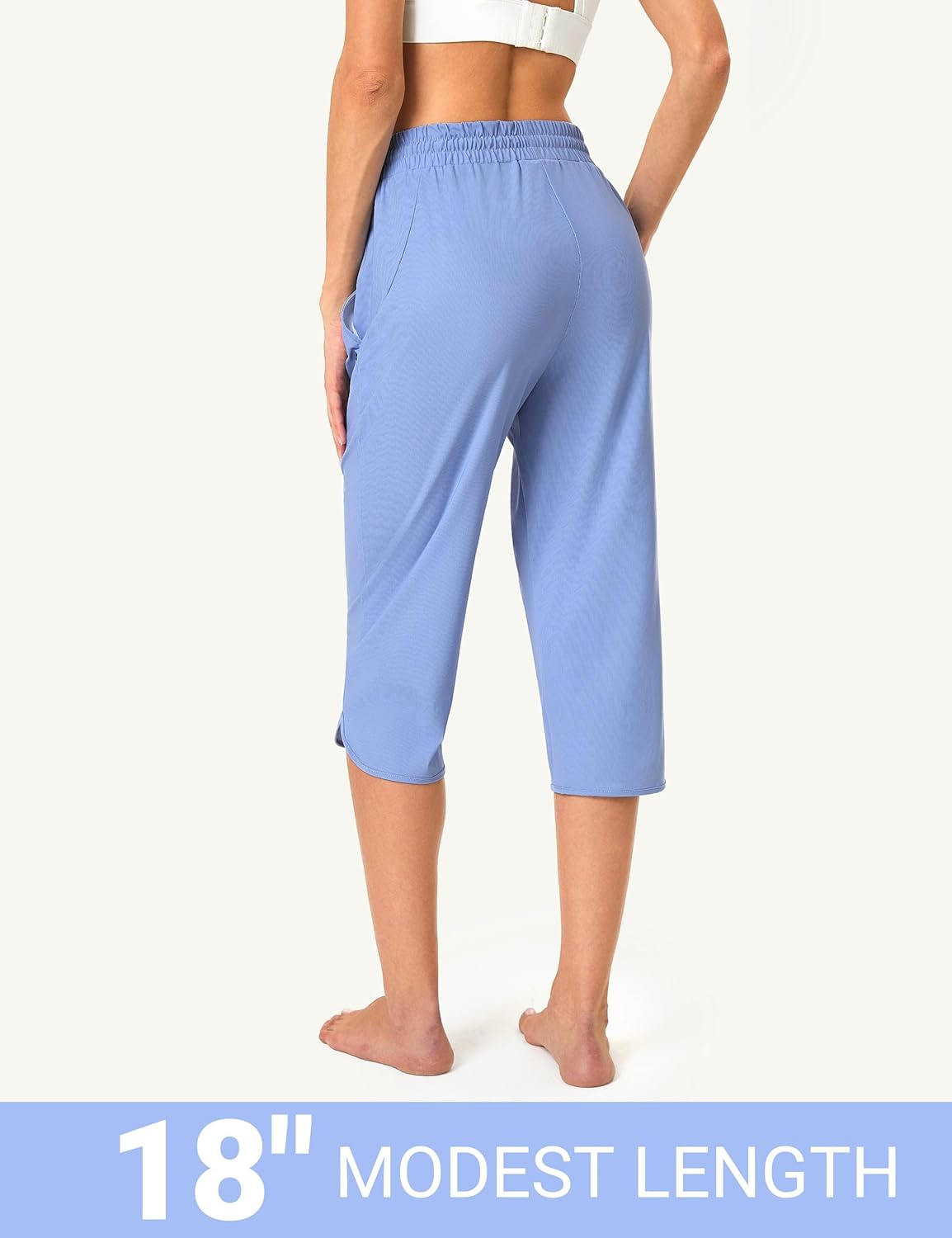 FitsT4 Sports Women's Swim Capris Pants 18" Quick Dry UPF 50+ Beach Modest Swimsuits Bottoms with Mesh Pockets - Image 2