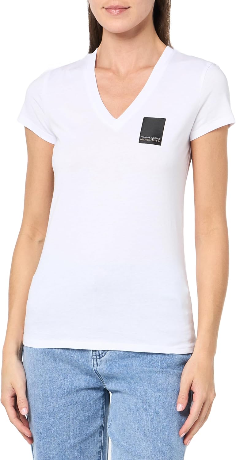 Armani Exchange Womens Milano Edition Cotton V Neck Tee