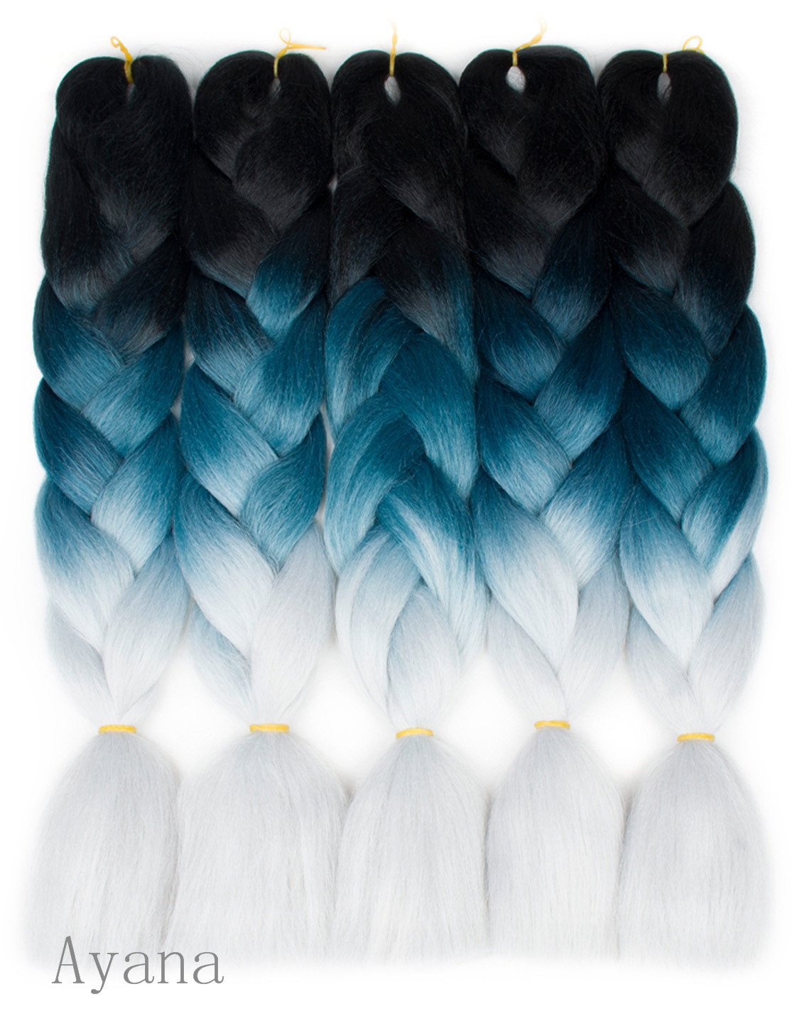 Buy Ayana 5pcs/Lot Ombre Braiding Hair Jumbo Braids Hair Extensions 24  inchs Kanekalon Synthetic Fiber for Twist Braiding Hair (Black-Blue  Grey-Light Grey) Online at desertcartBahamas