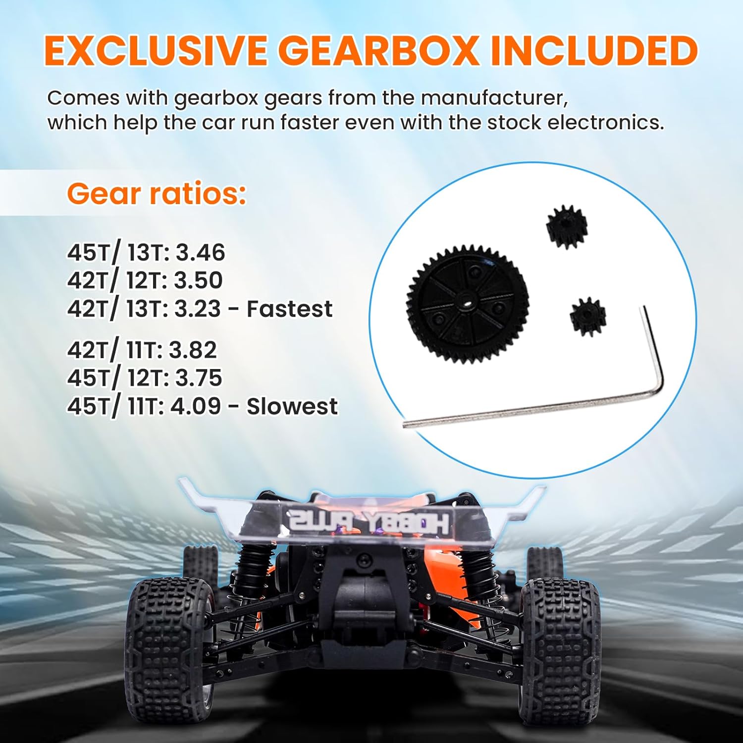 HOBBYPLUS Speck B 1/24 2WD Mini RC Car - RTR RC Buggy, Fast Mini Racing Buggy, Brushless Ready with Oil-Filled Shocks – Indoor Remote Control Car Racing Vehicles for Adults (Razor Orange)