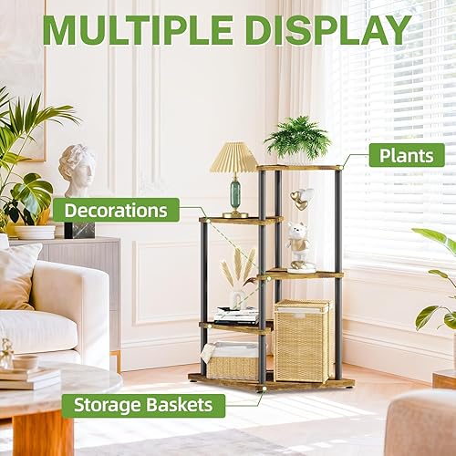 Miniatura 6 de iDavosic.ly Soporte alto para plantas de interior para macetas grandes y resistentes, estante de flores de esquina de 4 niveles con bandejas de