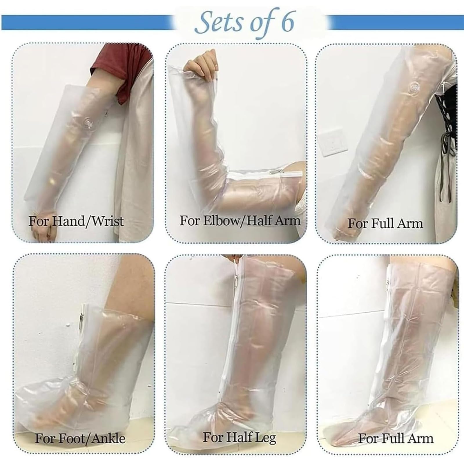Juego de 6 férulas de aire portátiles de primeros auxilios, férula de plástico inflable de PVC con bomba de mano, inmovilización de fracturas óseas con mano/muñeca/codo/pie/tobillo/pierna