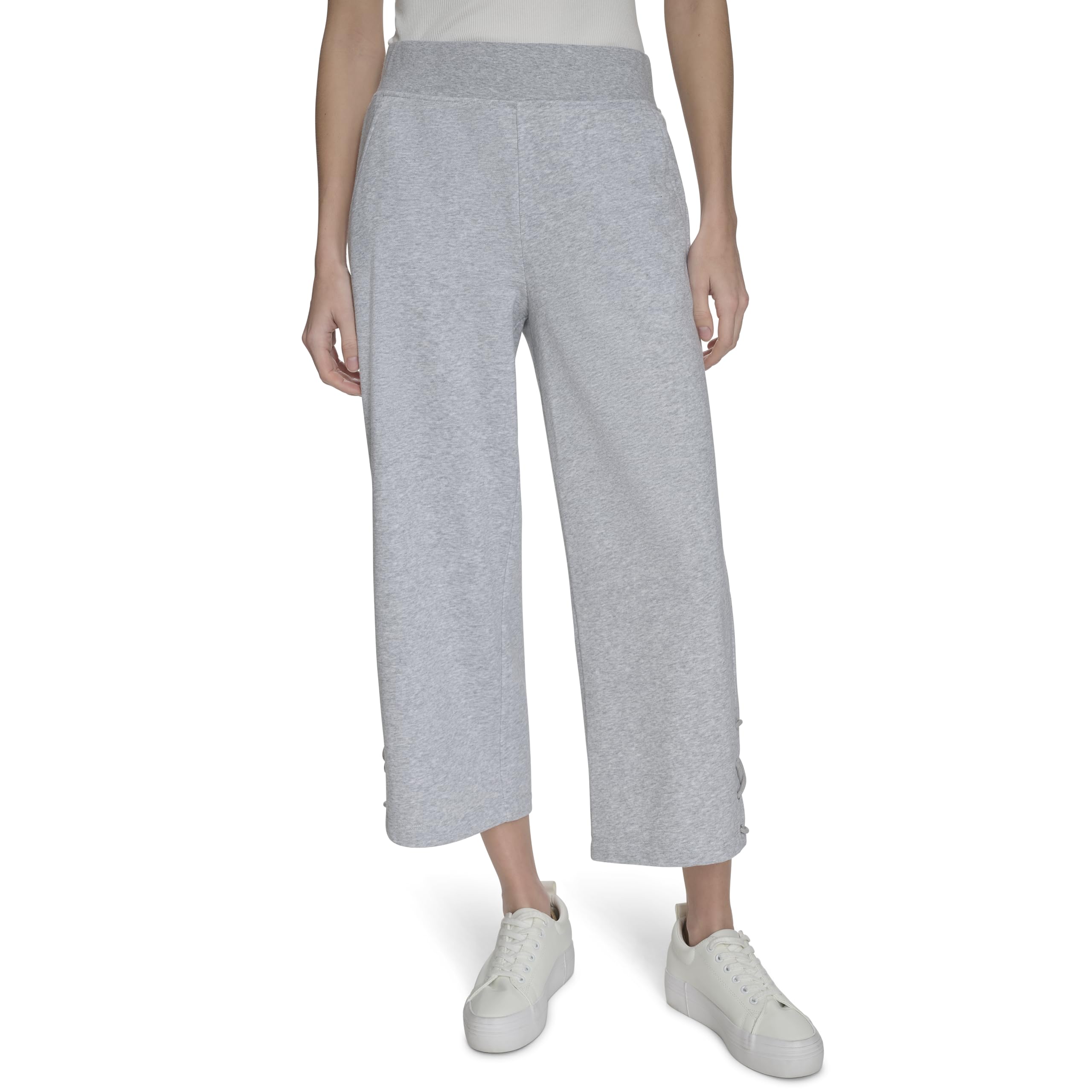 Andrew Marc Womens High Waisted Straight Fit Ankle Detailing Pant