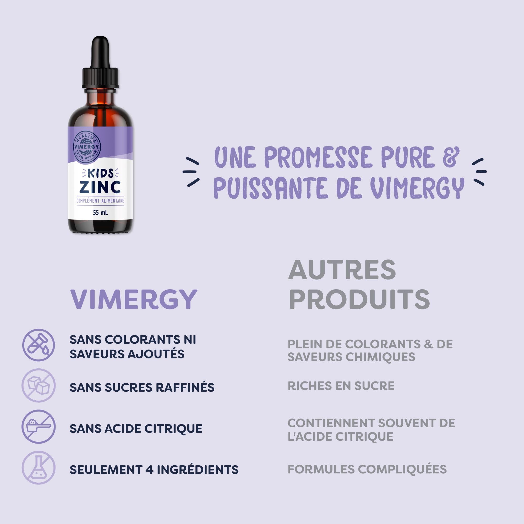 Vimergy Kids Zinc - Gouttes de Zinc pour Enfant - Soutient les Fonctions Cérébrales, la Croissance Physique et la Fonction Cellulaire -Sans Sucre, Colorants, Gluten ni Arômes - Végétalien (55 ml)