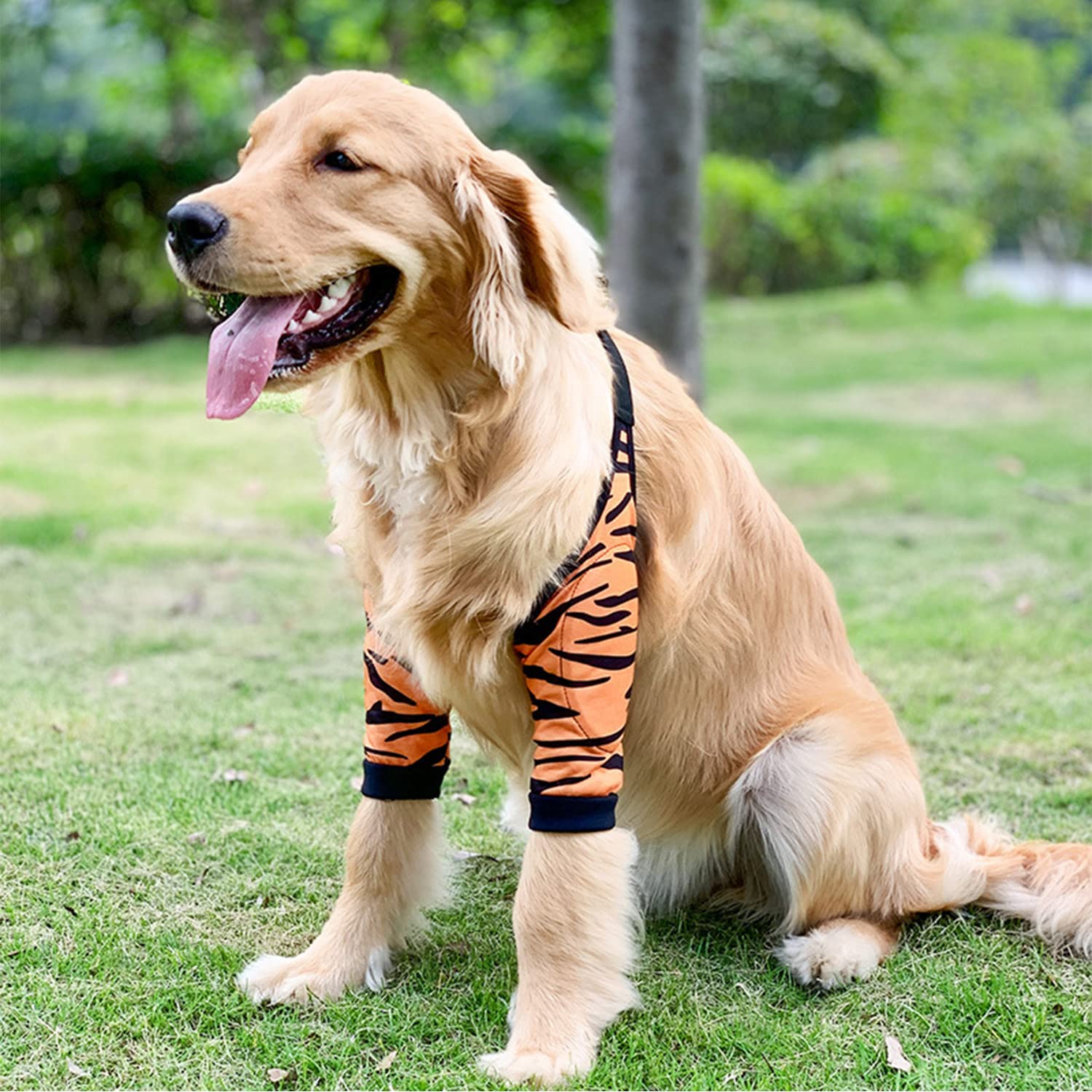 Blue Dream Island Dog Front Leg Braces Recovery Sleeve, Pet Knee Brace Wounds Protector for Medium Large Dog_XL(Tiger) - Image 3