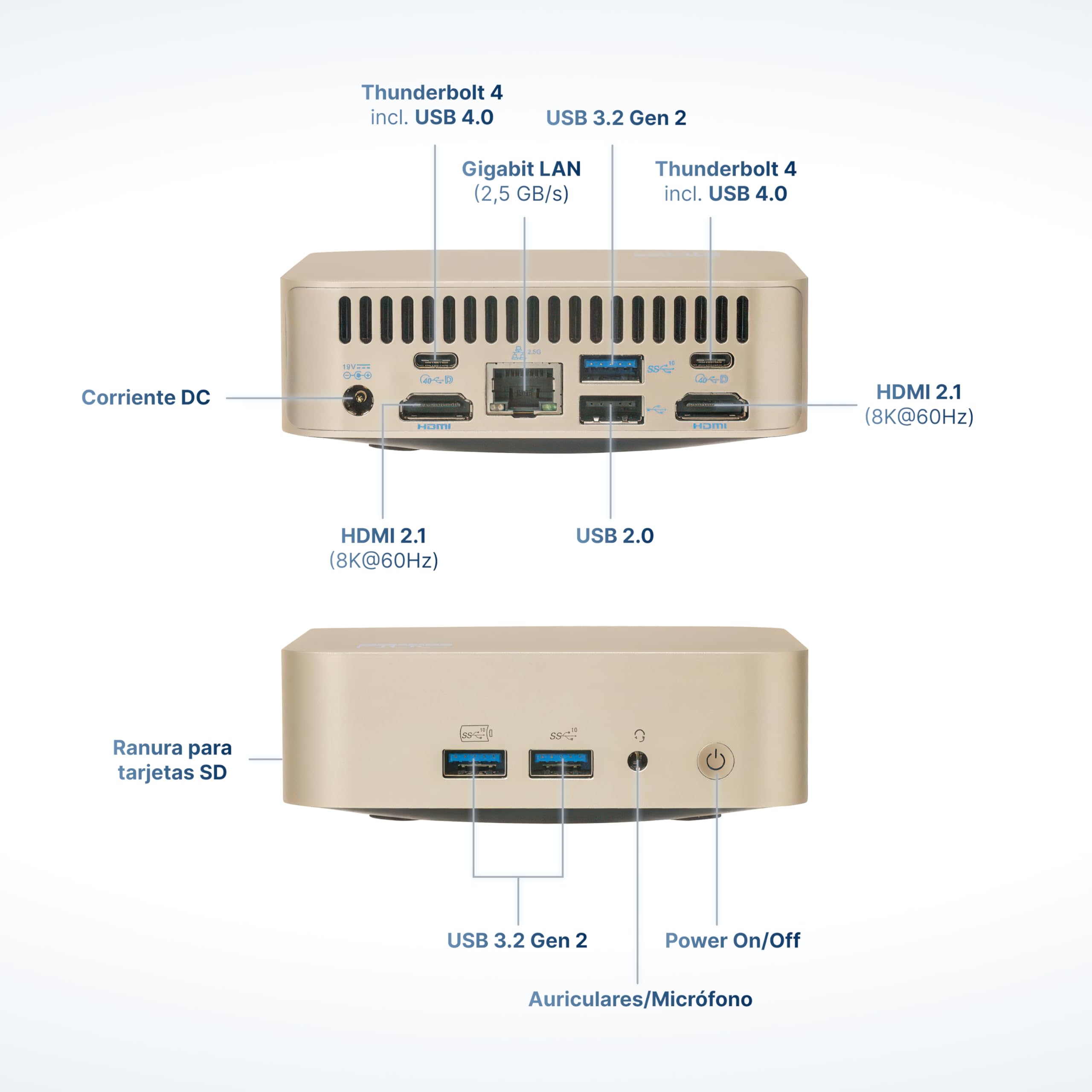 Lux Mini PC Intel i5-13420H - 16GB RAM, SSD 512GB | Marca alemana | 4 años de garantía - 8 núcleos hasta 4,6GHz - Windows 11 Pro - WiFi 6E - USB-C 3.2 - LAN 2,5G