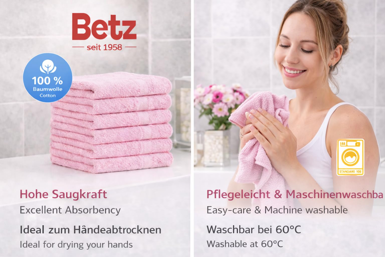 Betz 12 asciugamani per ospiti Palermo 100% cotone misure 30 x 50 cm rosa