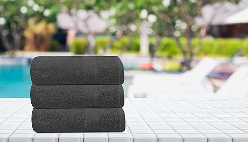 Miniatura 14 de Medium Size Bath Towels Set of 6 – 100% Cotton Terry – 24" x 48" – Quick Dry, Soft & Highly Absorbent – Black Towels for Bathroom, Gym, Spa, Pool &
