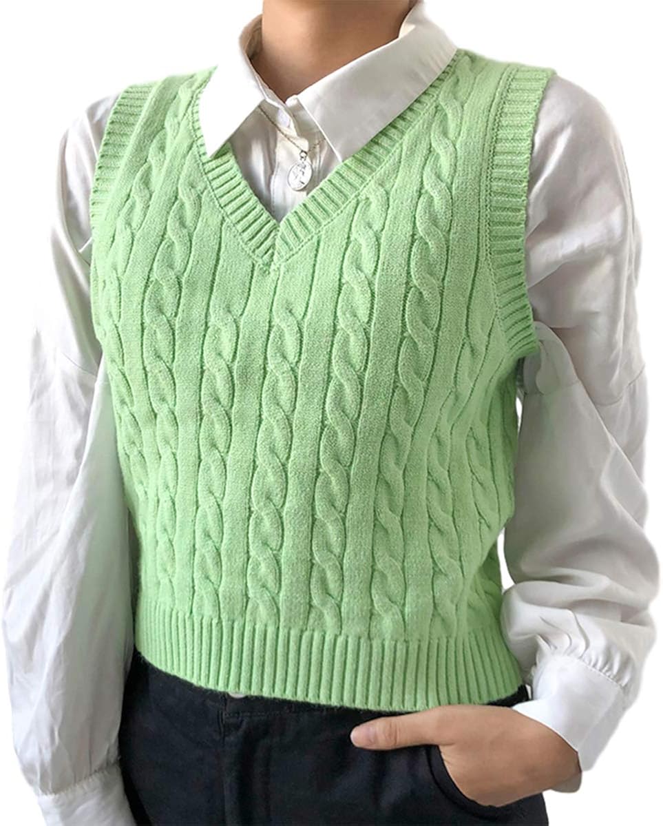Green knit sweater vest Clearance