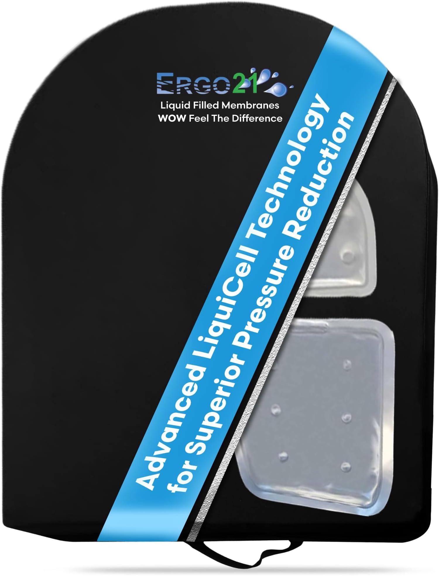 ERGO21 Lumbar Pillow Lower Back Support Cushion for Back Rest, Good Posture, Spine Pain, Long Sitting Hours at Chair, Office, Car Seat, Wheelchair, Large (18" W x 24”x 1.5”)