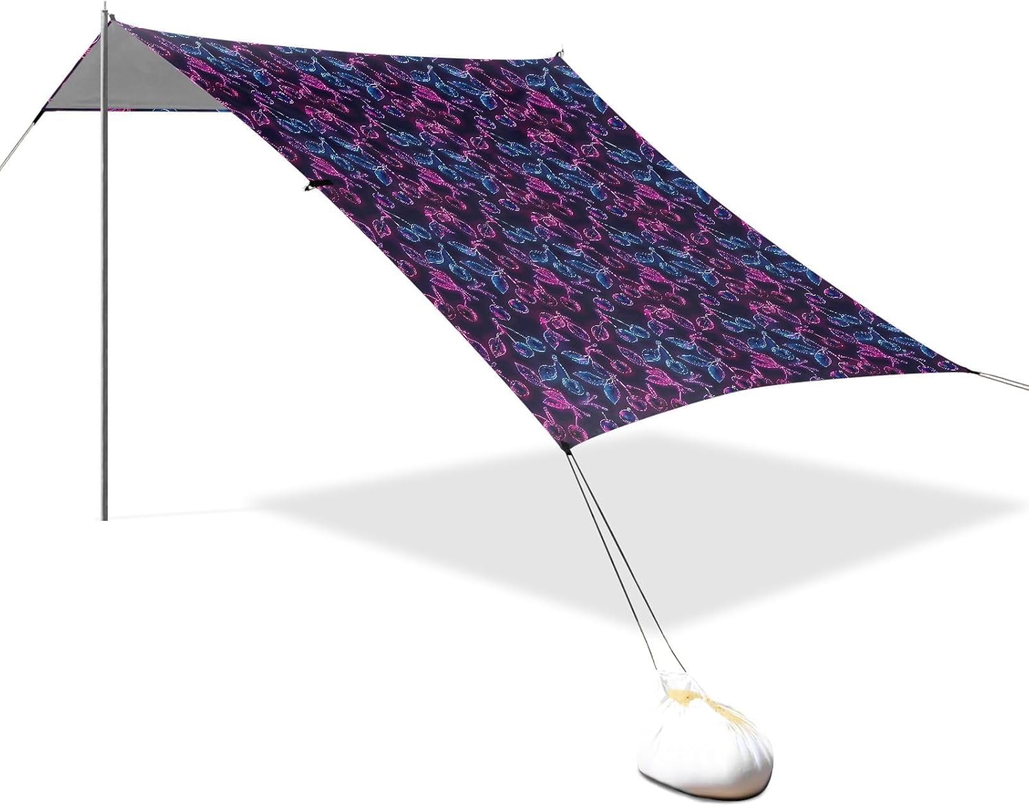 ALAZA Cherry Neon Beach Tent Sun Shelter UPF50+ Protection Beach Shade Canopy w/ 4 Sandbags for Outdoor Camping, Fishing, Backyard Fun, Picnic, 10x9 ft