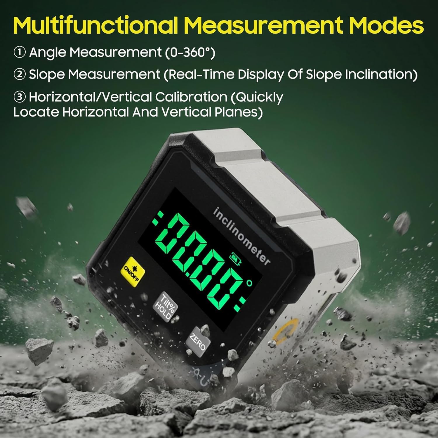 Digital Laser Angle Finder inclinometer, Protractor Tool, 4×90° High Accuracy, Large LED Display, Magnetic Base, USB Rechargeable, for Woodworking, Metalworking, Construction & DIY