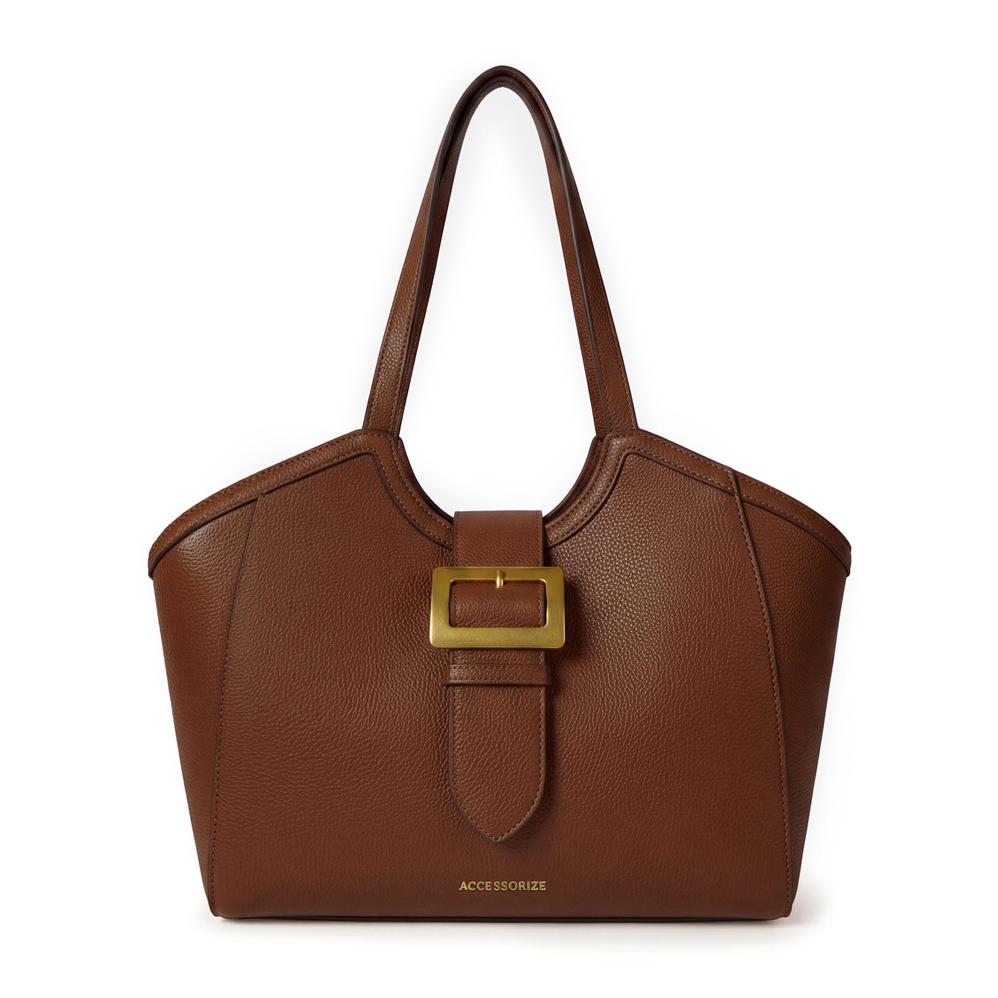 accessorize London Women's Brown Jules Shoulder Bag | Multi Compartment Office Handbag for Ladies | Pebbled Work Tote with Buckle Detail and Zip Divider-picture-41