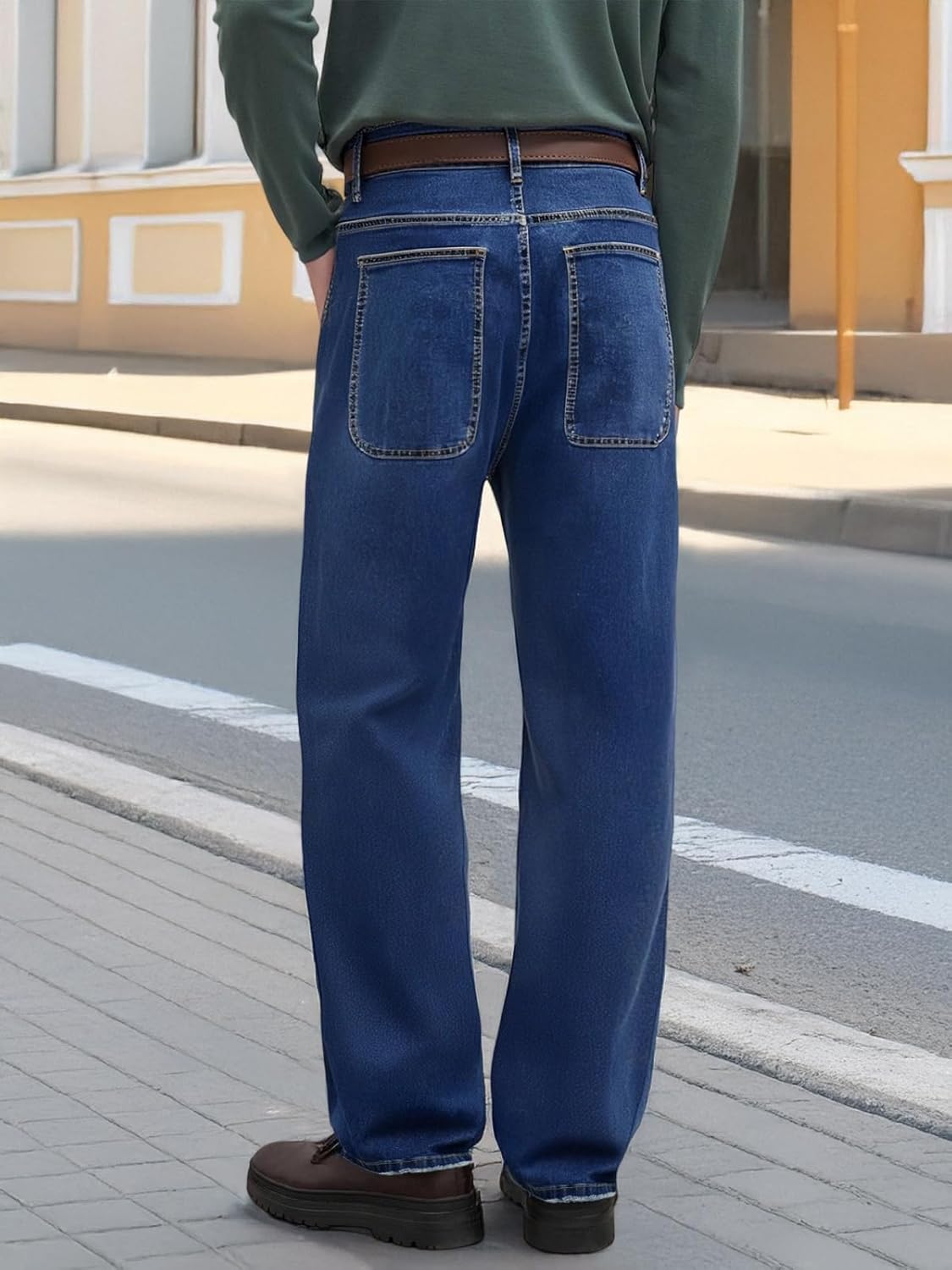 Men's Baggy Jeans Wide Leg Denim Pants - Relaxed Fit, Straight Leg, Stretch Comfort with Oversized Back Pockets - Image 5