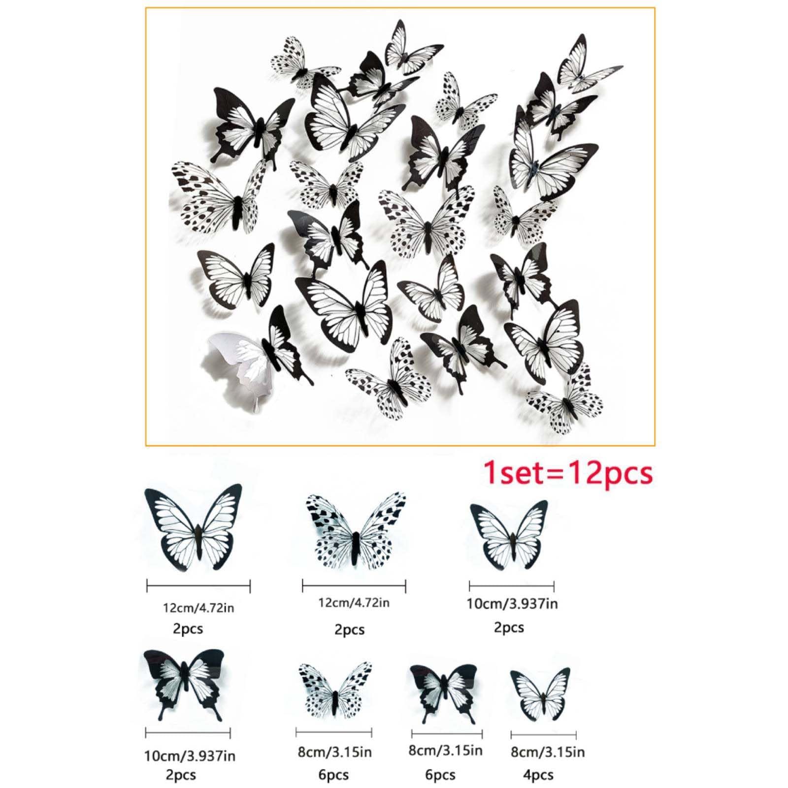 Adesivi Murali Farfalle 3D Decorazioni Parete Nere Sticker Murali Farfalla Decorativi per Camera da Letto Soggiorno Cameretta Bambini Ufficio - Set da 12 Pezzi