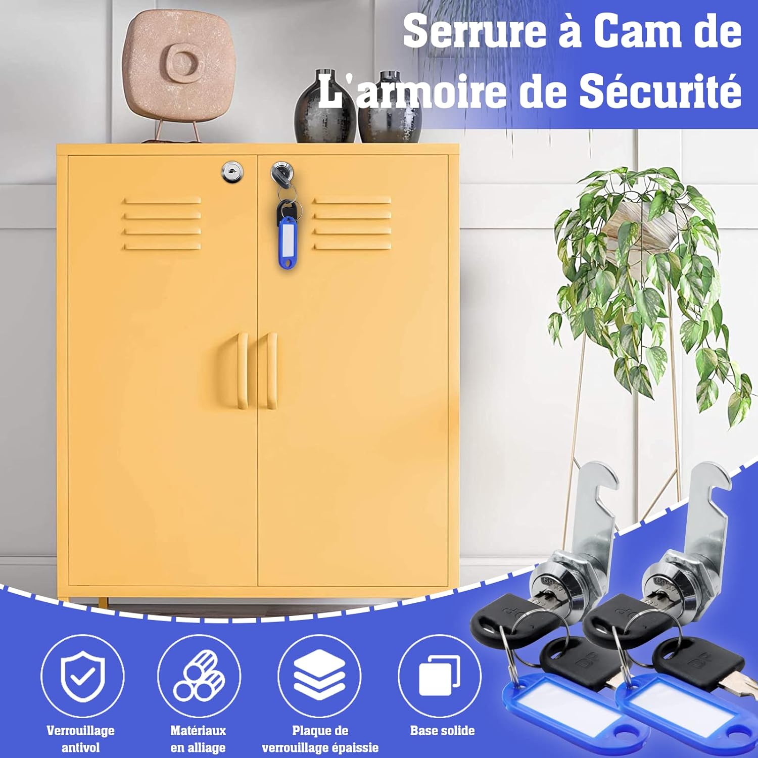 VEGCOO 2 Pieces Security Lock for Mailbox 16 mm, Cam Lock for Cabinet Drawer, Locker, Filer, Toolbox, Cupboard Door with Keys