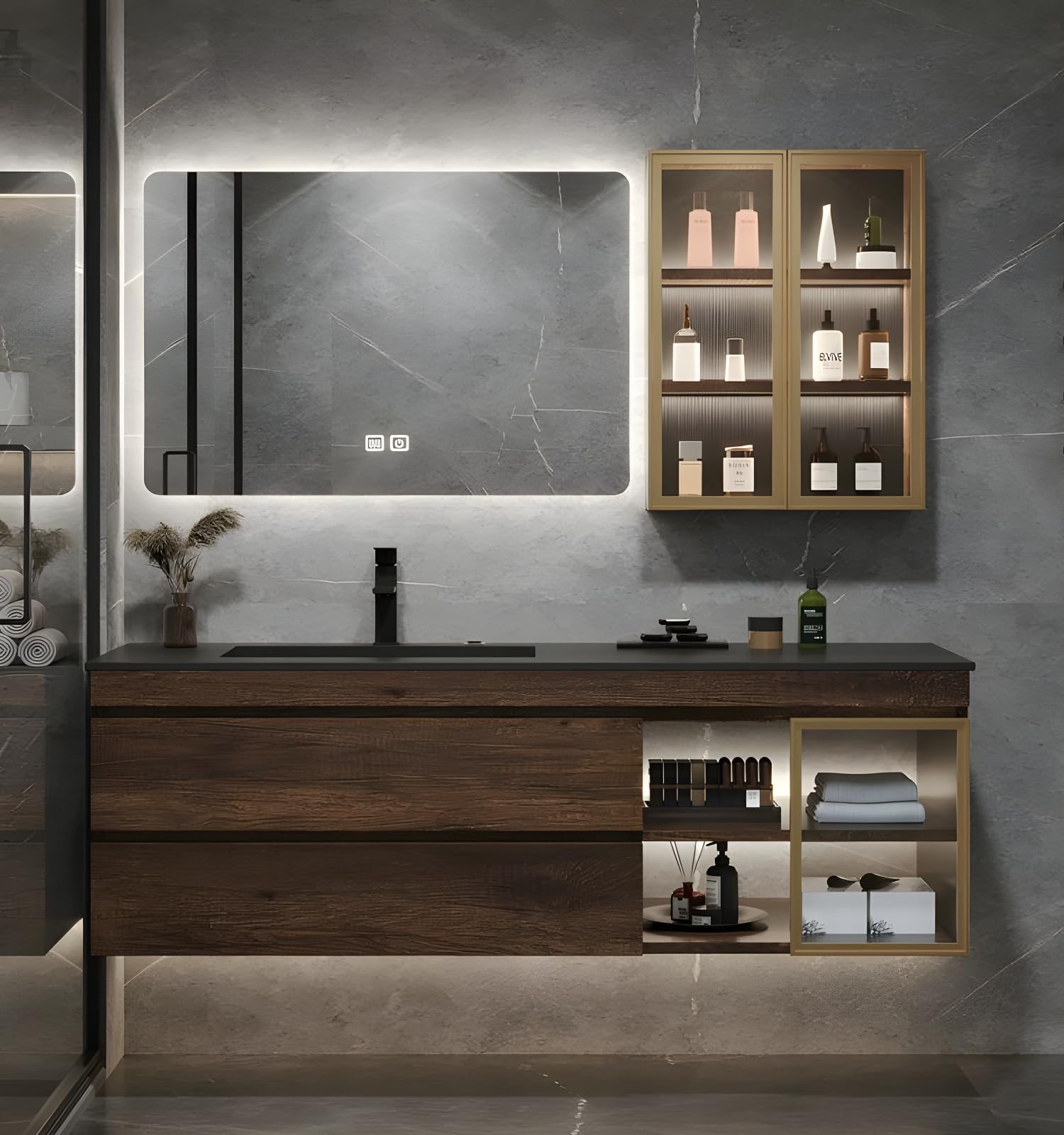 56 Floating Vanity with LED Mirror