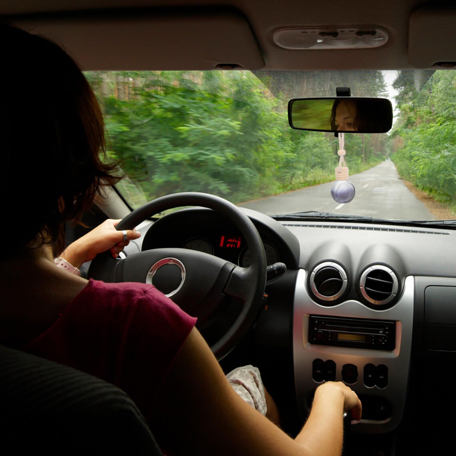 ERINGOGO Botella Difusora de Perfume para Coche 20 Piezas Colgantes de Vidrio Negro Cuerda de Algodón, Ambientador Multiusos para Interior Automóvil y Decoración Ambiental