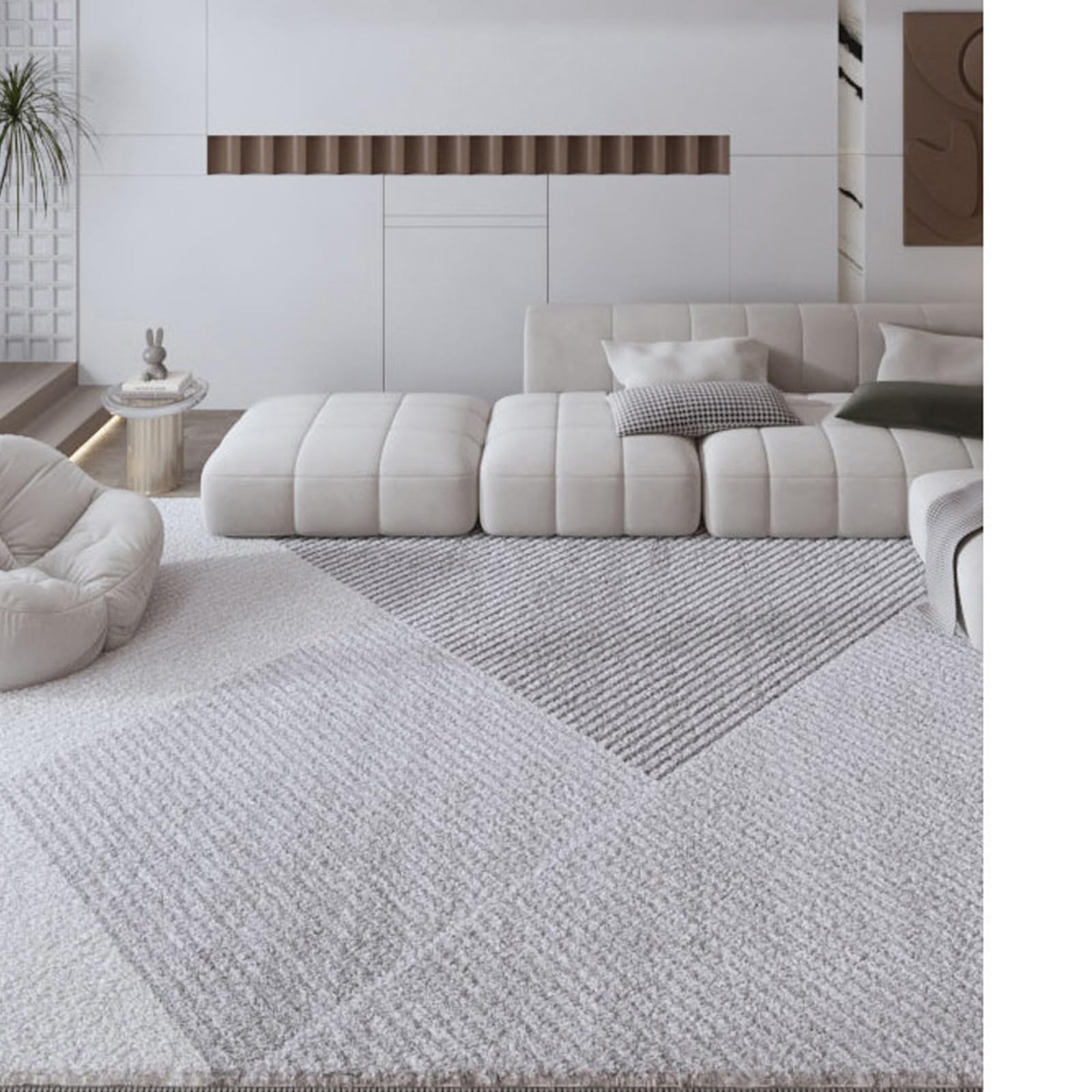 Tapis lavable grand format blanc et gris pour un entretien sans effort