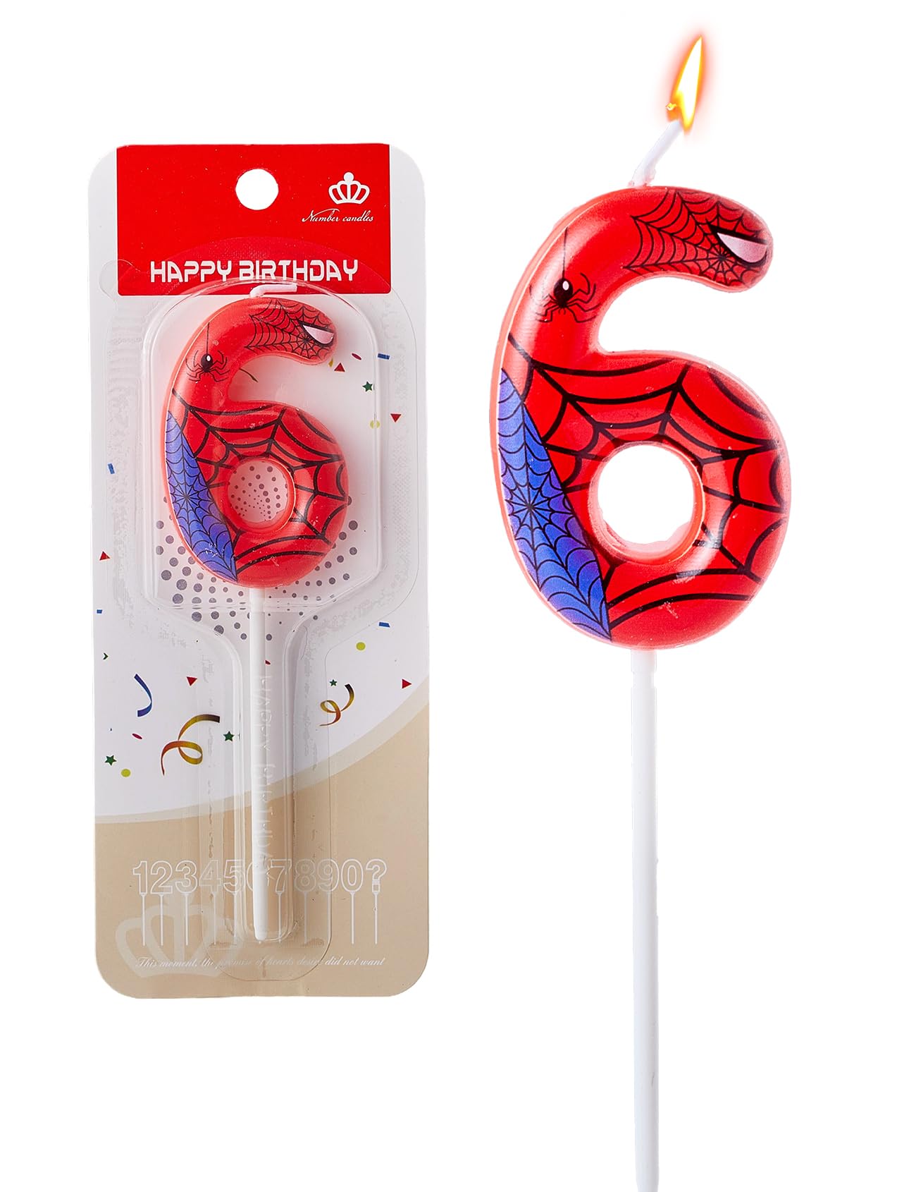 Gezan Bougies d'anniversaire sur le thème de l'araignée - Bougies en forme de chiffre pour gâteau de l'Avent - Bougies en toile pour garçon et fille - Fournitures de décoration de fête d'anniversaire
