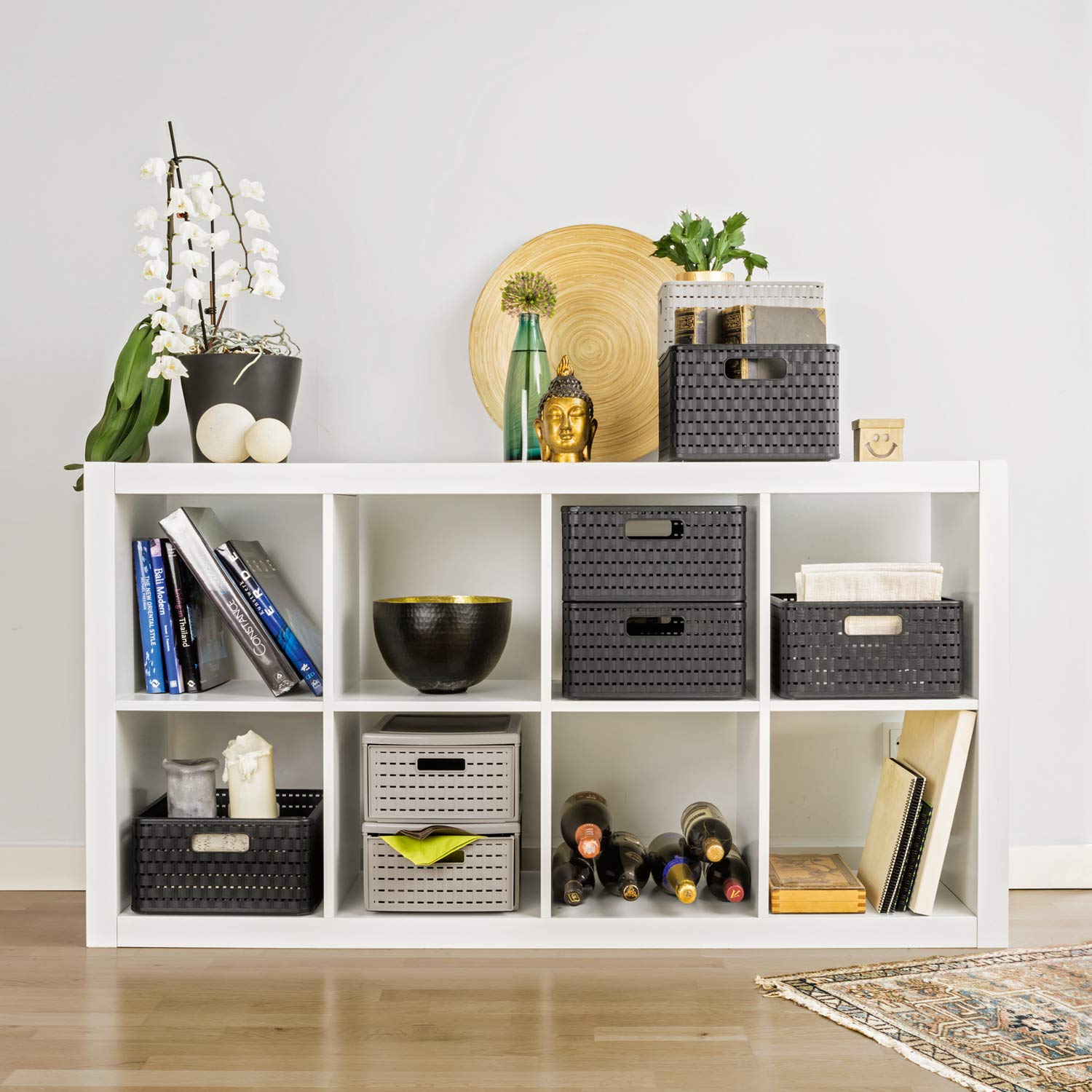 Rotho Country Scatola di Conservazione in Rattan-Look, Plastica (PP) senza BPA, Bianco, A4/18 L, 36.8 x 27.8 x 19.1 cm