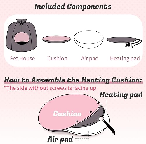 Miniatura 8 de NWK Cama térmica para gatos, versátil cama eléctrica para gatos con temperatura ajustable y temporizador de apagado automático, cable resistente a