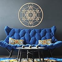 Vista 5 de Cubo de Metatron MFG de cuarto nivel de 33 pulgadas, arte de pared de madera de geometría sagrada, símbolo de armonía, decoración zen para el hogar