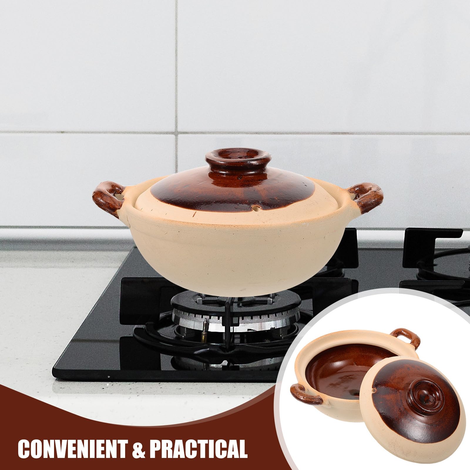 BESTYASH Casseruola Resistente a Crepe e Rotture da 500ml di Argilla per Stufati Domestici per Brasare Pollo e Altre Preparazioni in Cucina