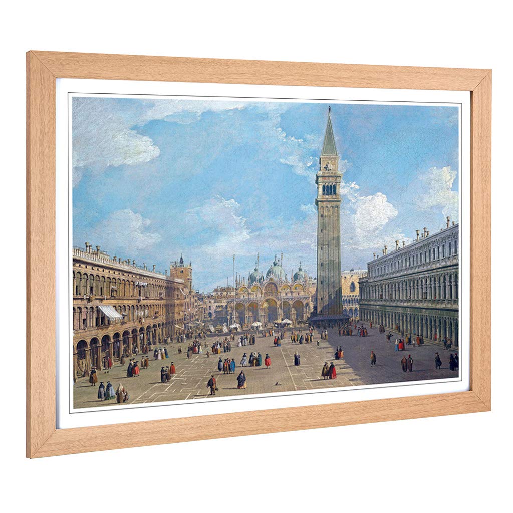 Big Box Art Framed Print of Giovanni Canaletto Piaza San Marco No.2 Design | Wall Art Picture | Home Decor for Kitchen, Living Room, Bedroom, Hallway, Oak, A2 / 24.5x18 Inch / 62x45cm