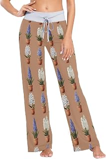 JUNZAN Chic Hyacinths Terracotta Pj Bottom for Women Soft Sleeping Pjs Pyjamas Bottom