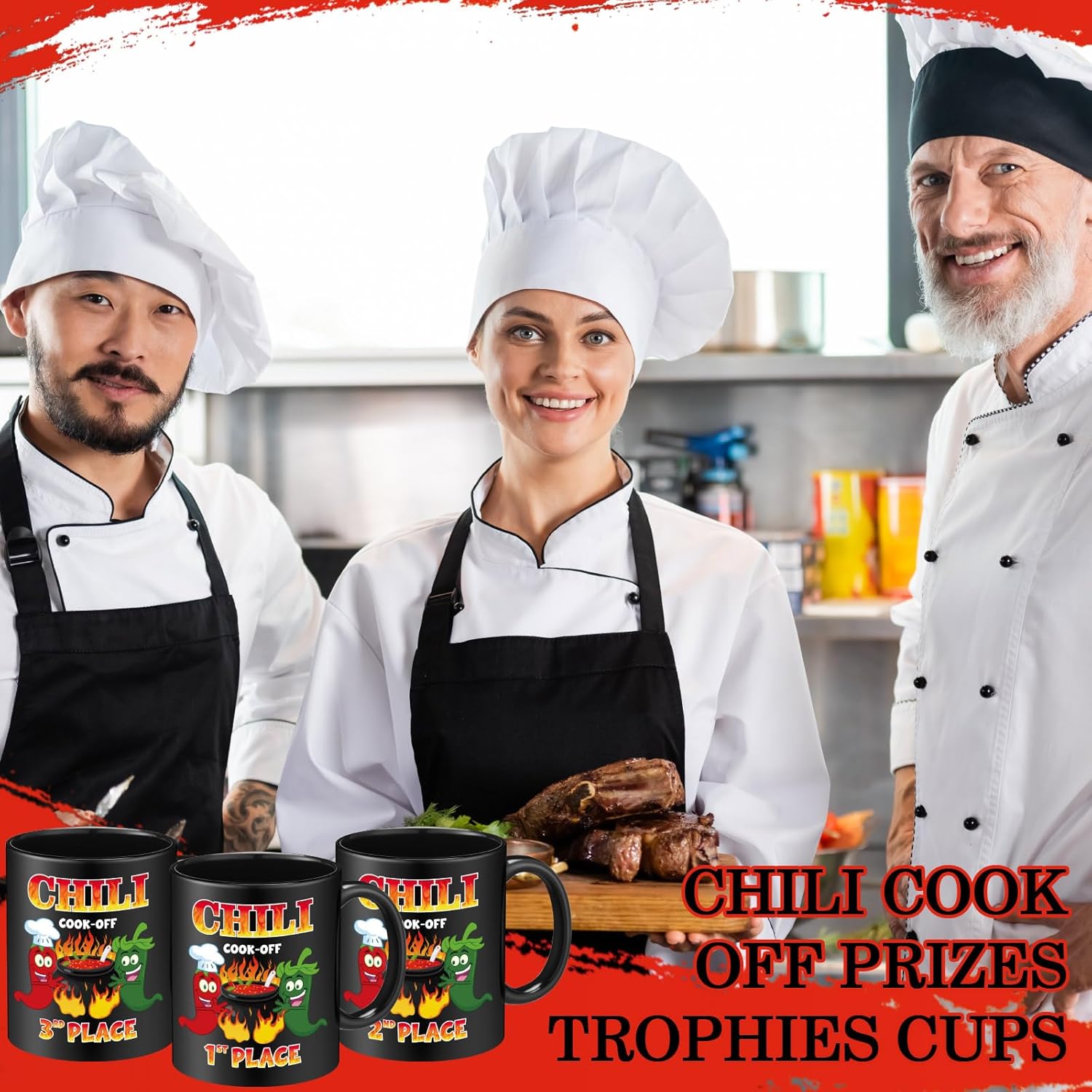 3 Pcs Chili Cook off Trophies Chili Prizes Awards Ceramic Mug Cups 13 oz 1st 2nd 3rd with Boxes for Festival Cooking Events Gift Supplies Party Decorations(Black) - Image 6