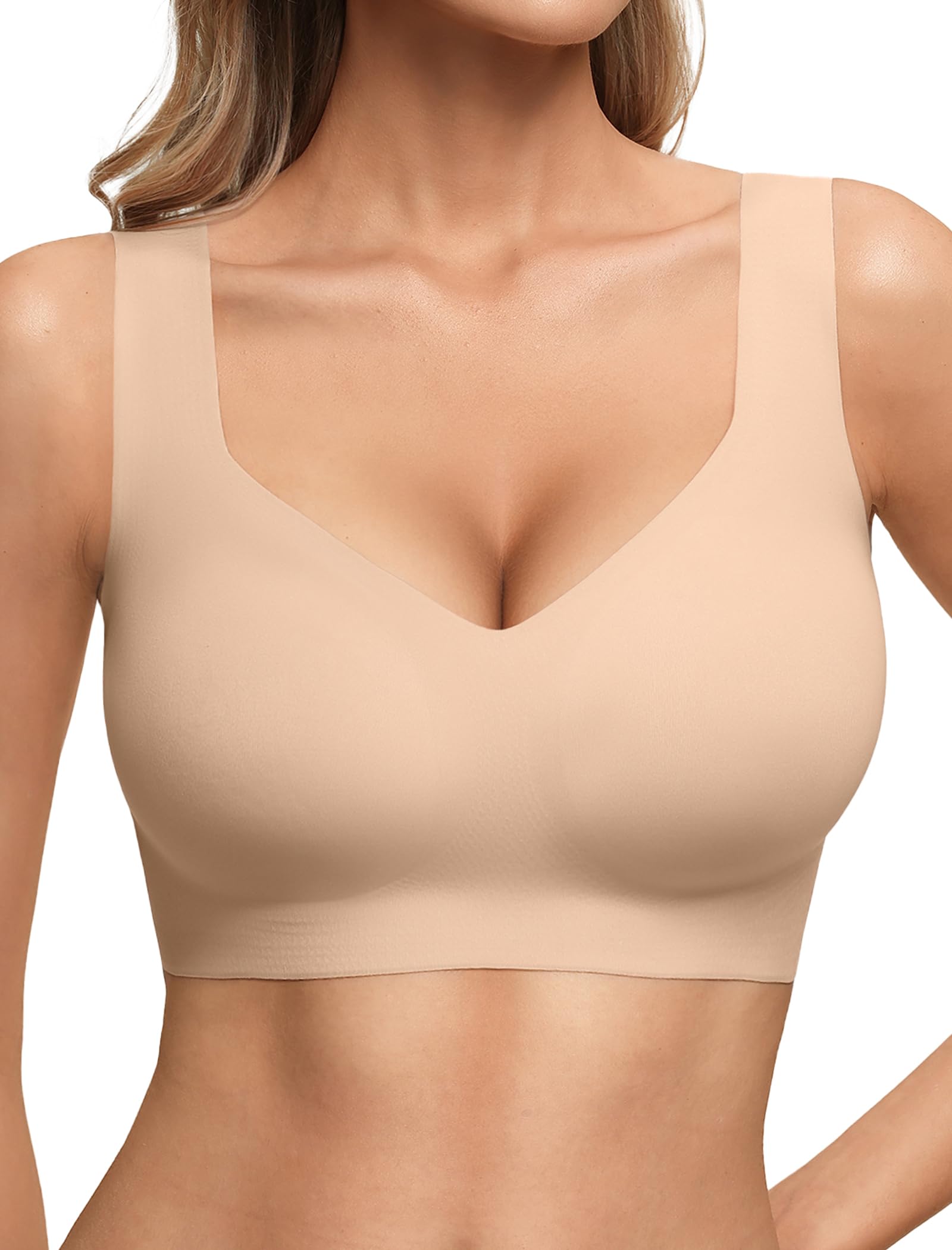 Jelly Bras for Women No Underwire Seamless Pullover Bras Wireless T Shirt Bralettes Wide Straps Sleep Everyday Bra