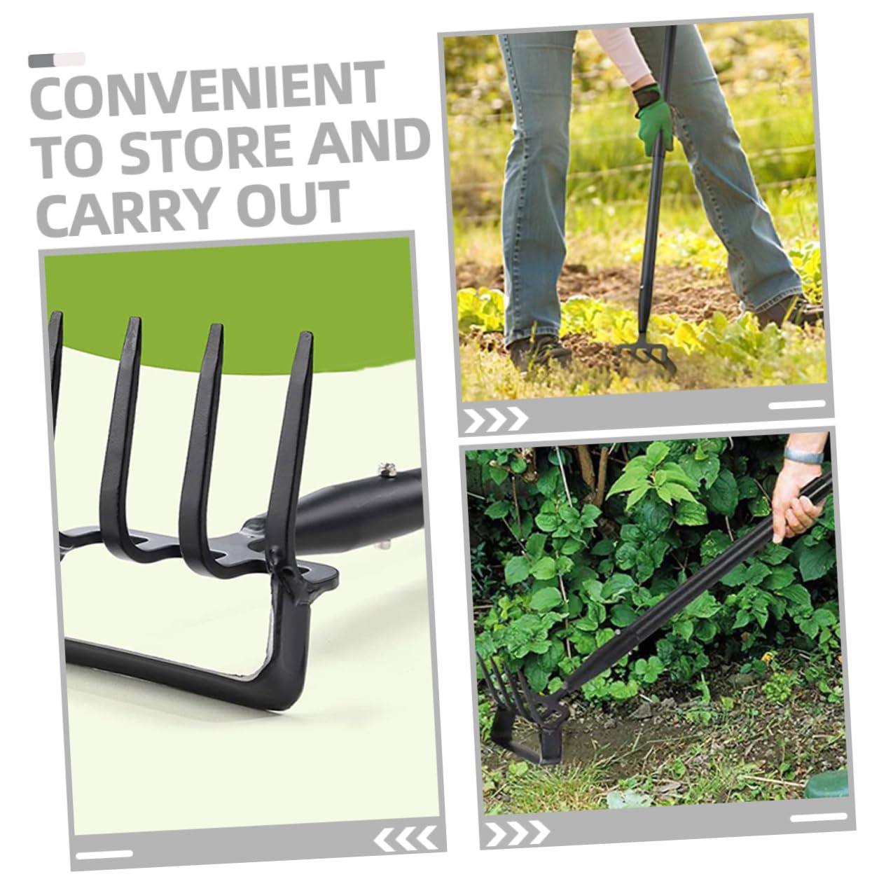 Houe à Étrier de Désherbage en Acier Inoxydable Noir | Outil de Jardinage pour Creuser, Râteau de Jardinage Compact, Usage Jardinage Desherbage