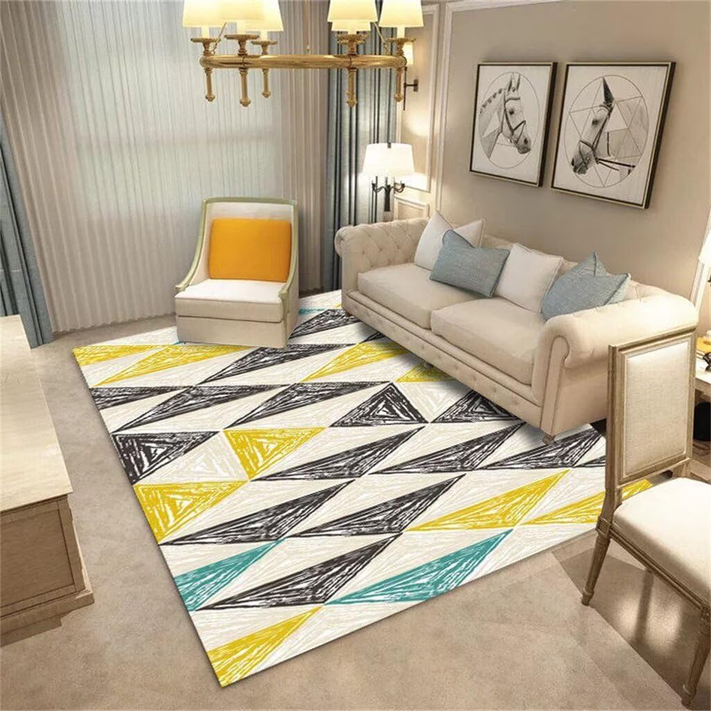 Tappeto Per Soggiorno Tappeto Divano Soggiorno Moderno Tappeto Rettangolare Per Camera Da Letto Di Facile Manutenzione, Tappeto Giallo Antiscivolo Tapetti Moderni Soggiorno 110X170Cm 3Ft 7.3''X5Ft 6.9