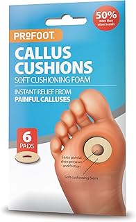 PROFOOT Callus Cushions - Instant Relief from Painful Calluses - 6 Pads, Super Soft Foam, Hypoallergenic Adhesive - Anti-Friction - Soft Cushioning