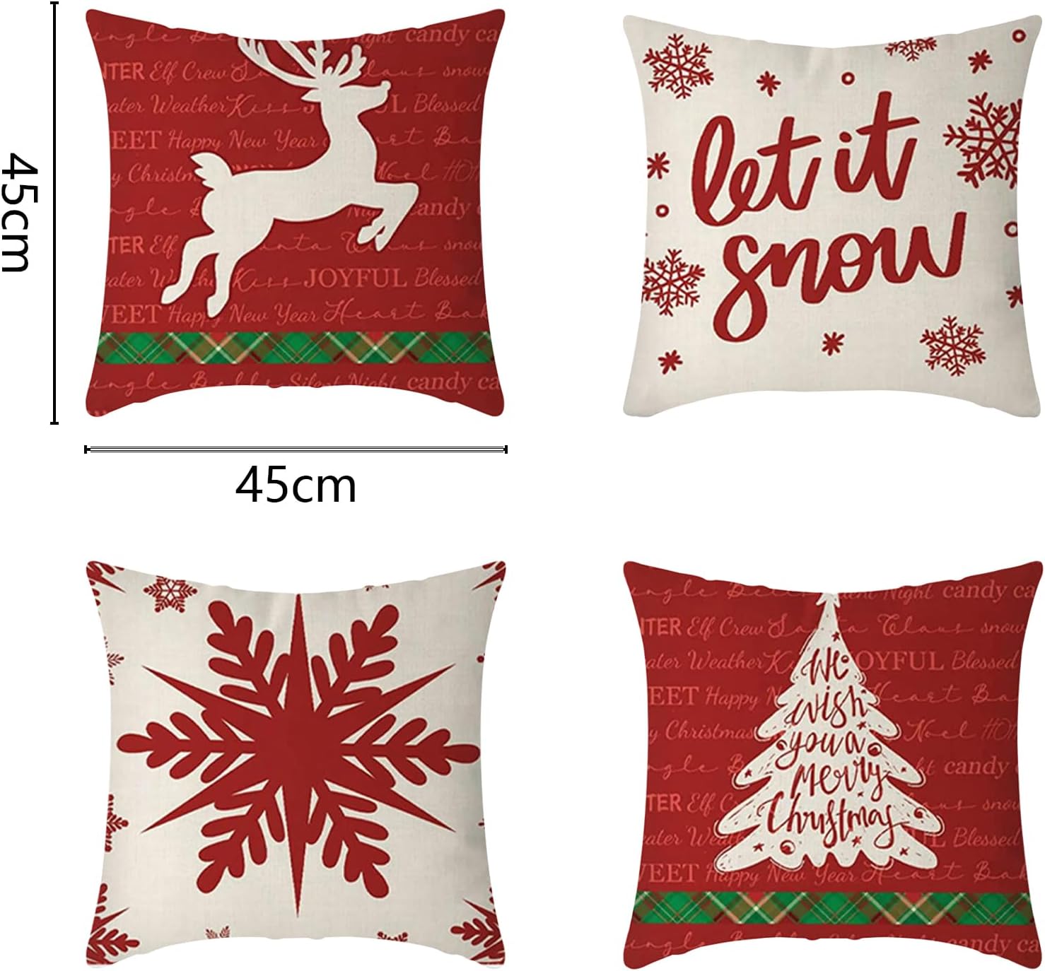 Christmas Cushion Cover, Christmas Cushion, Christmas Decoration, 45 x 45 cm, Suitable for Beautiful Christmas Decoration of the Sofa, Bench, Living Room, Bedroom, Children's Room