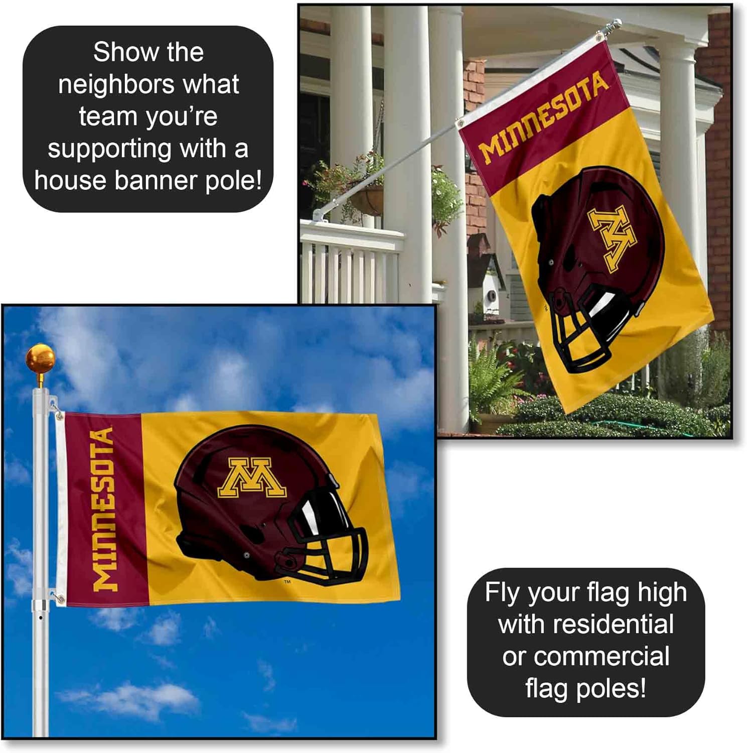 Minnesota Gophers Football Helmet Flag - Image 3