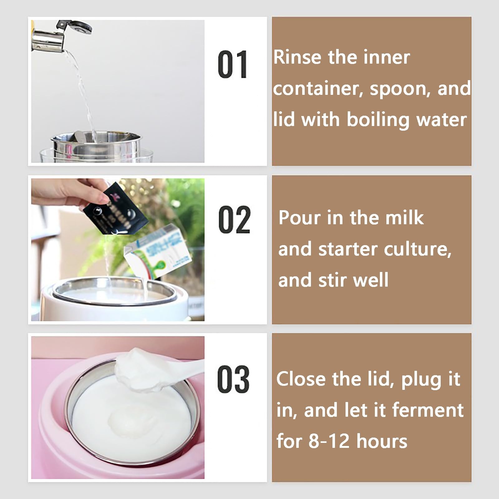 Yaourtière 3 en 1, pour Préparer du Yaourt Maison, Minuterie Réglable, Facile À Nettoyer, Capacité de 1 Litre, Idéale pour Un Usage Domestique